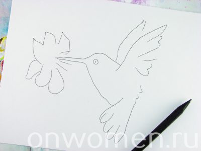 Рисуем колибри акварелью