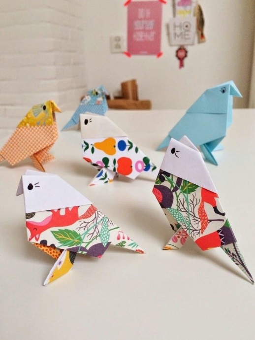 Яркие птички в технике оригами