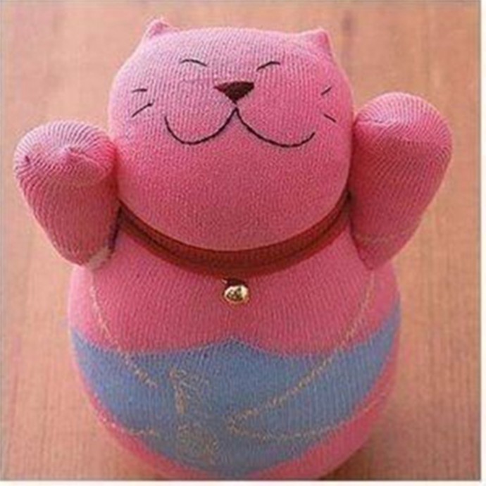 ​Розовый котик из носочков