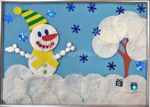 Новогодняя аппликация "Снеговик": часть 1 Новогодняя аппликация "Снеговик": часть 1