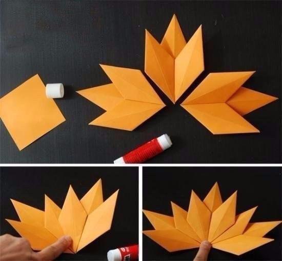 Осенние листочки в технике оригами