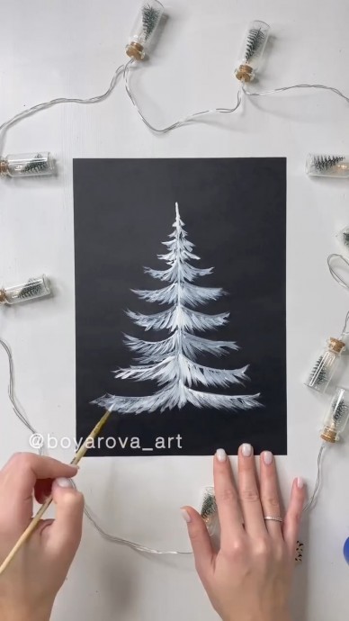 Рисуем белую ель