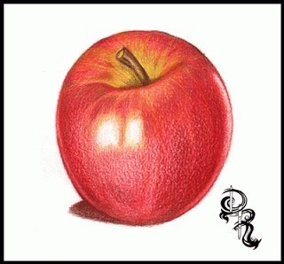 ​Рисуем с детьми наливное яблочко цветными карандашами