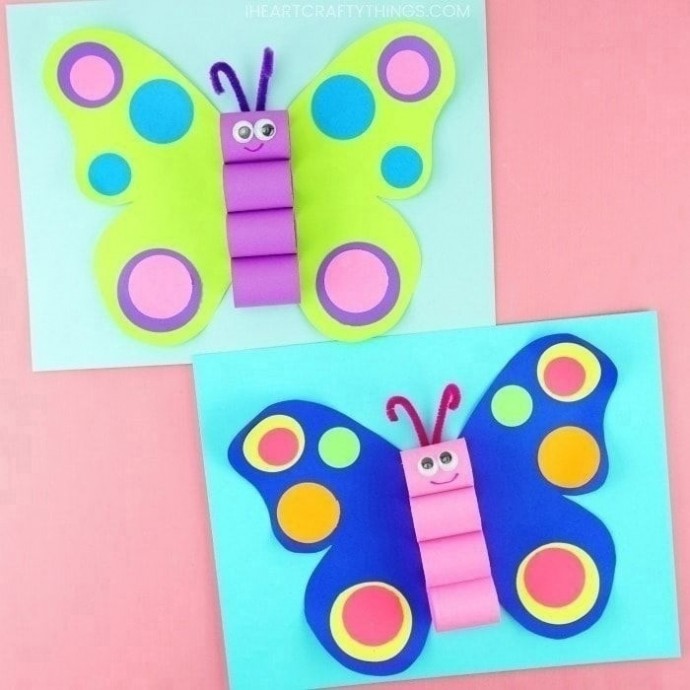 ​Бабочки из цветной бумаги