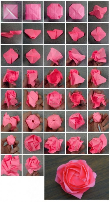 Роза в технике оригами