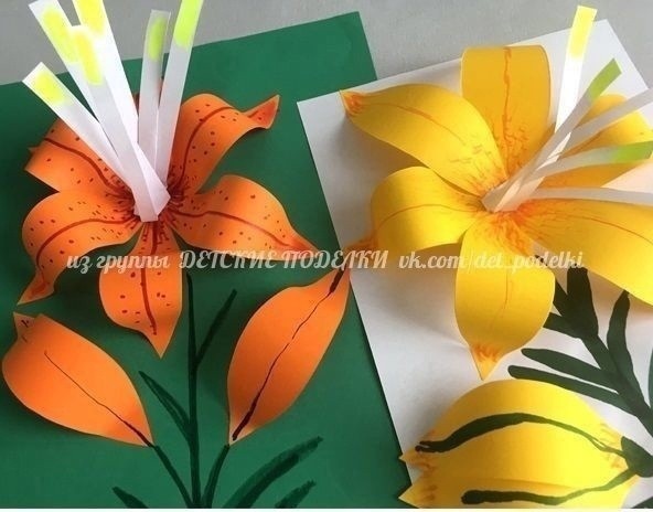 Объемная цветочная аппликация "Лилии"