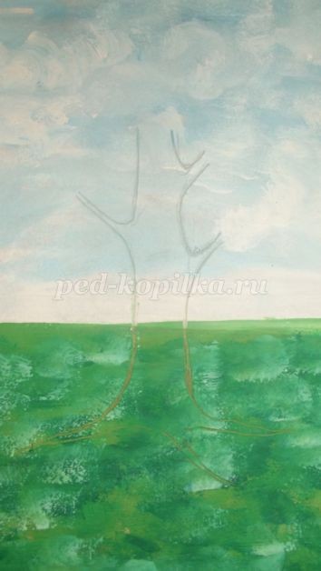 Рисуем пейзаж губкой: часть 2 Рисуем пейзаж губкой: часть 2