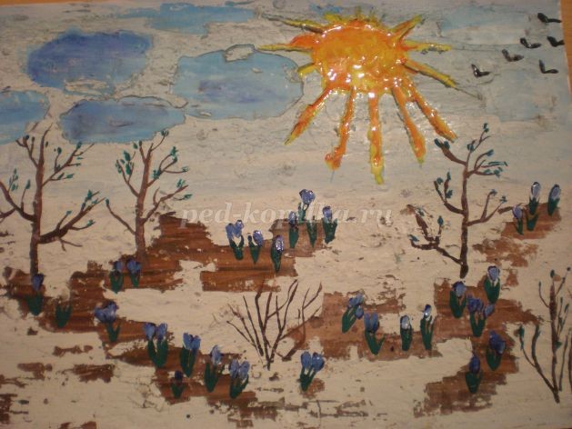 ​Ранняя весна в технике "Граттаж"