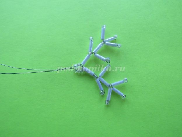 ​Снежинка из бисера и стекляруса: часть 2