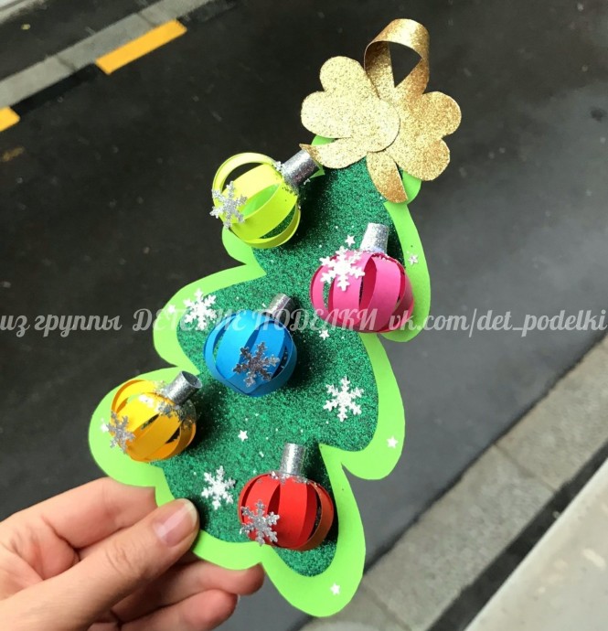 Ёлочка-подвеска с объемными шариками