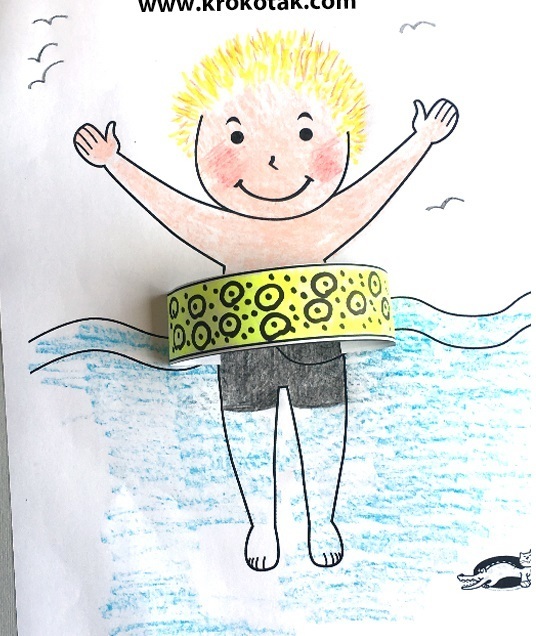 Летняя аппликация-рисунок "Я с плавательным кругом"