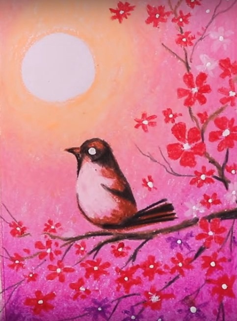 Птичка на цветущей веточке Птичка на цветущей веточке