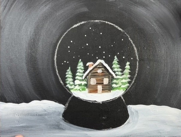 Рисуем снежный зимний шар