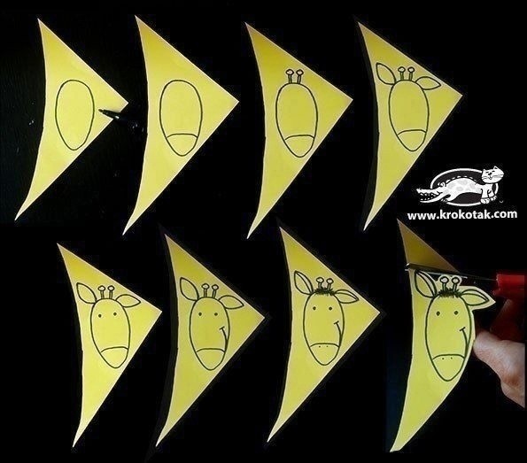 ​Жирафы из конусов бумаги