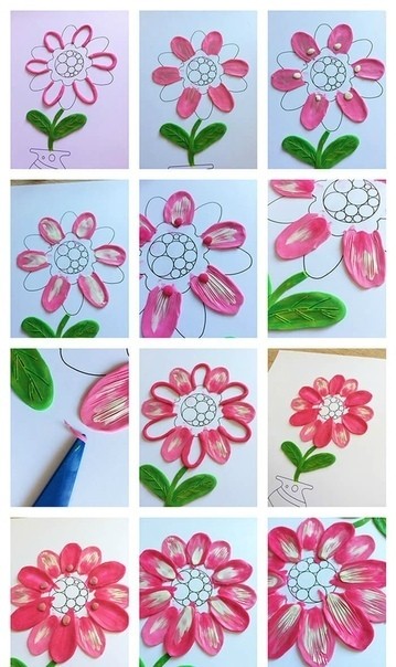 Цветы, нарисованные пластилином