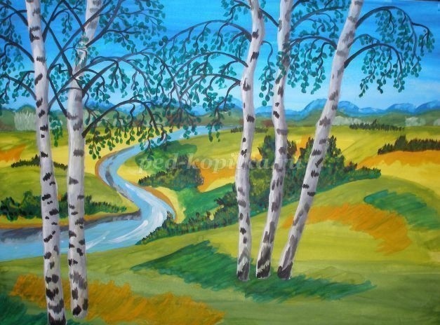 Рисуем гуашью летний пейзаж Рисуем гуашью летний пейзаж