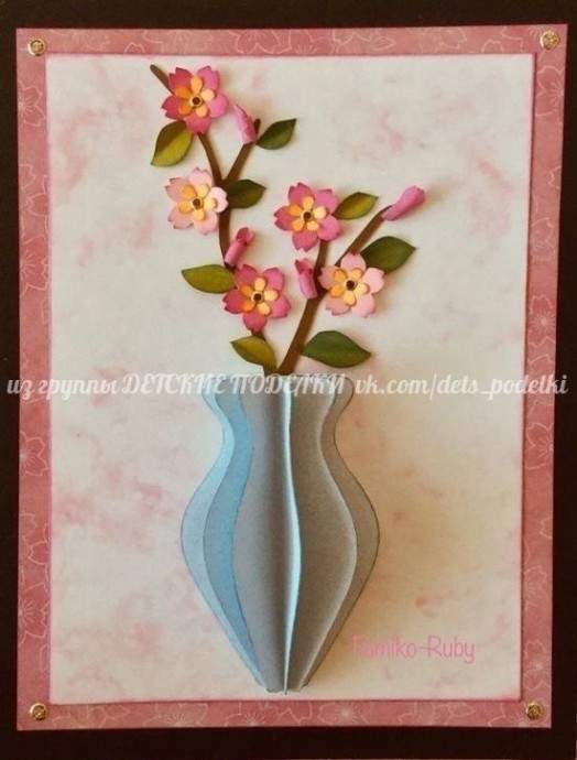 Объемная аппликация "Ваза с цветами" Объемная аппликация "Ваза с цветами"