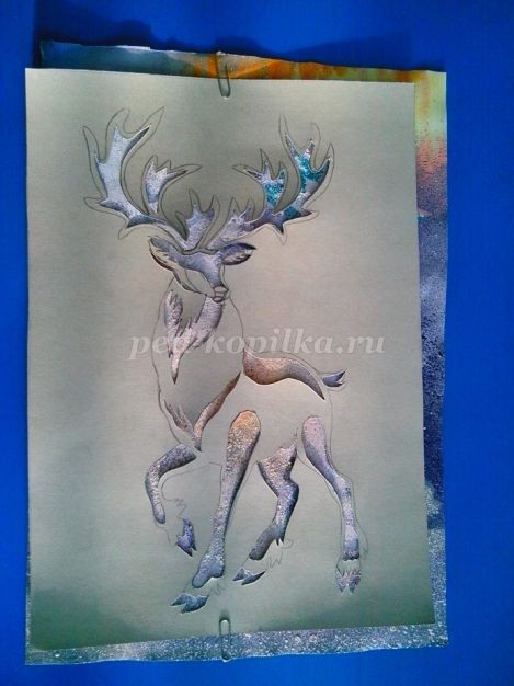 Нетрадиционная техника рисования "Северный олень", набрызг, часть 2 Нетрадиционная техника рисования "Северный олень", набрызг, часть 2
