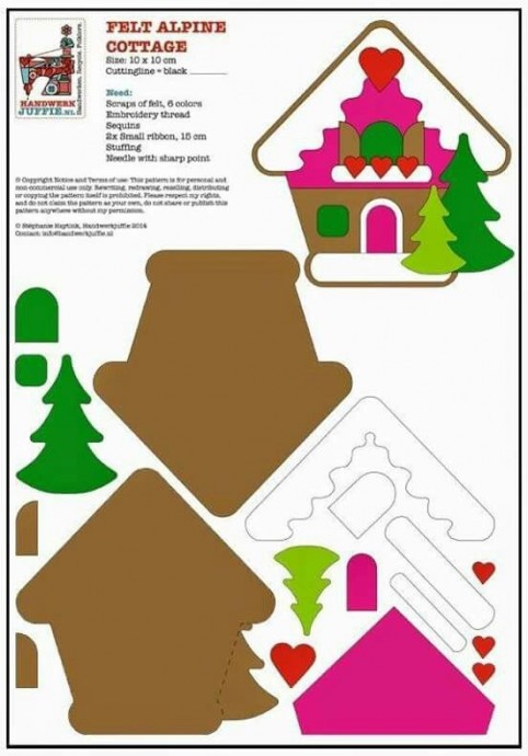 ​Пряничные домики из фетра