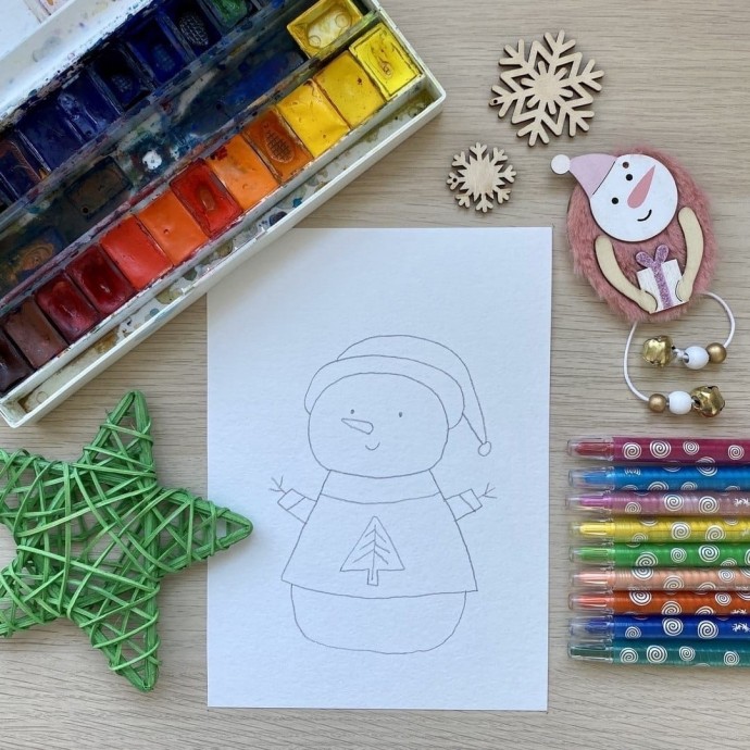 Рисуем снеговика