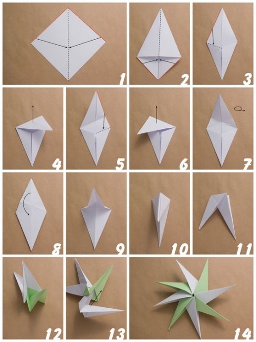 ​Звёздочки из бумаги в технике оригами