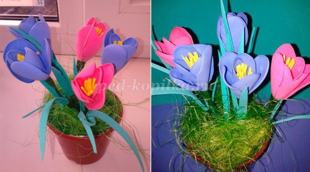 Крокусы из фоамирана детскими руками: часть 2 Крокусы из фоамирана детскими руками: часть 2