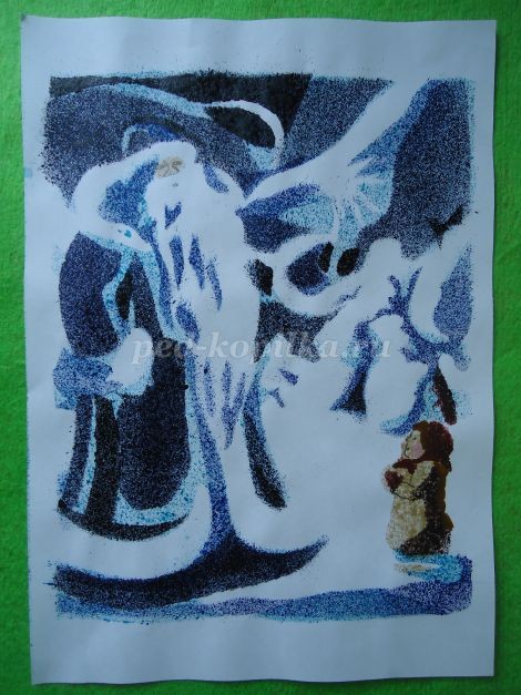 Мастер-класс по рисованию: набрызг "Морозко", часть 3