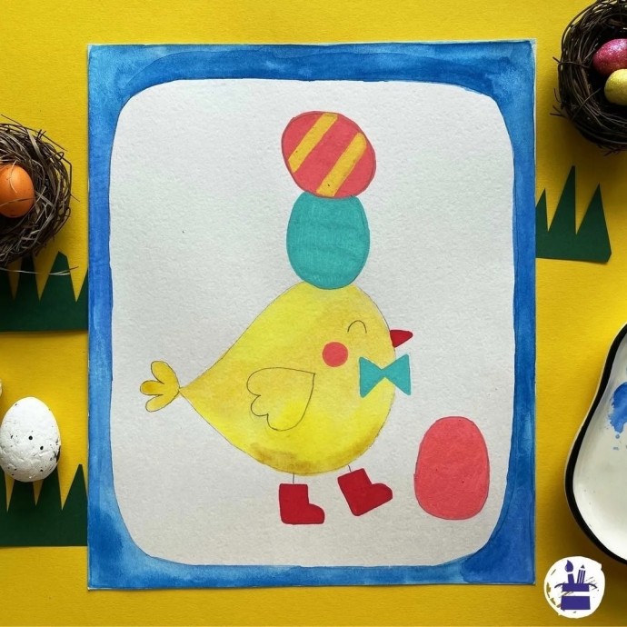 Рисуем цыпленка с яйцами