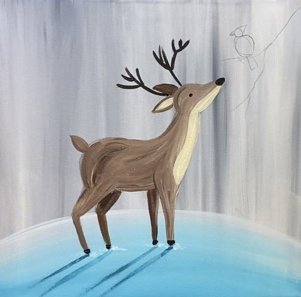 Олень и птичка