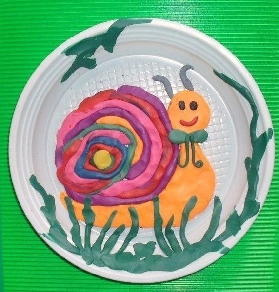 Поделки из пластилина на одноразовых тарелках Поделки из пластилина на одноразовых тарелках