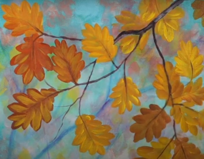 Рисуем осенние желто-коричневые листья
