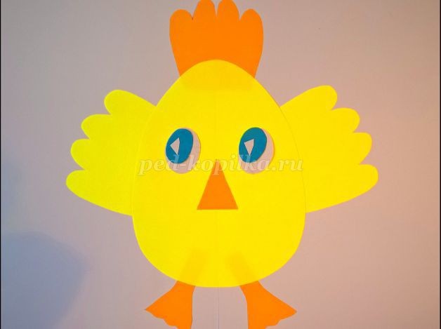 Цыплёнок из офисной цветной бумаги