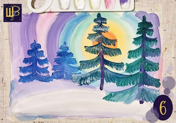 Зимний лес на закате