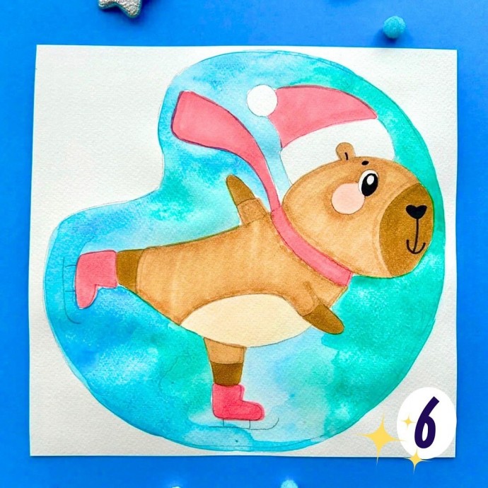 Рисуем новогоднюю капибару Рисуем новогоднюю капибару