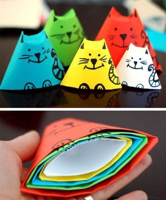 Кошки-матрёшки из цветной бумаги