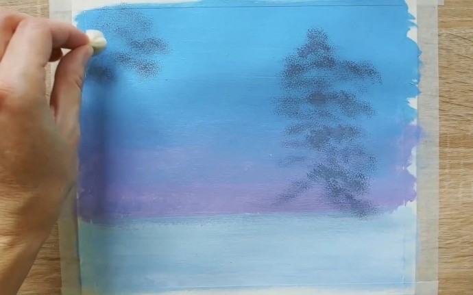 Рисуем снежный лес