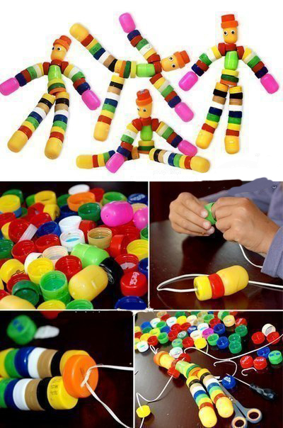 Человечки из крышечек Человечки из крышечек