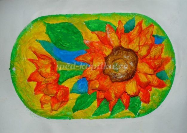 Подсолнухи из бумаги: часть 2