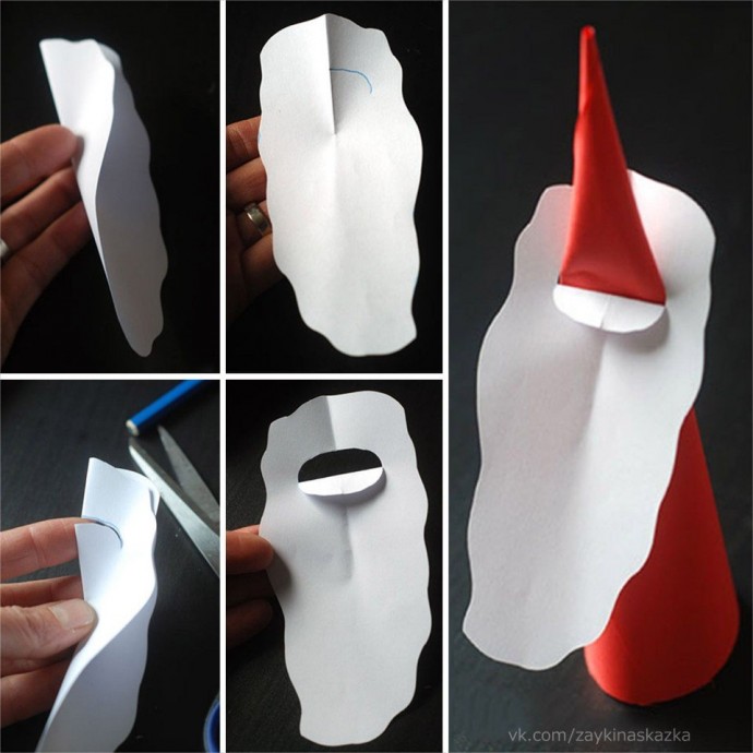 Дед Мороз из плотной бумаги