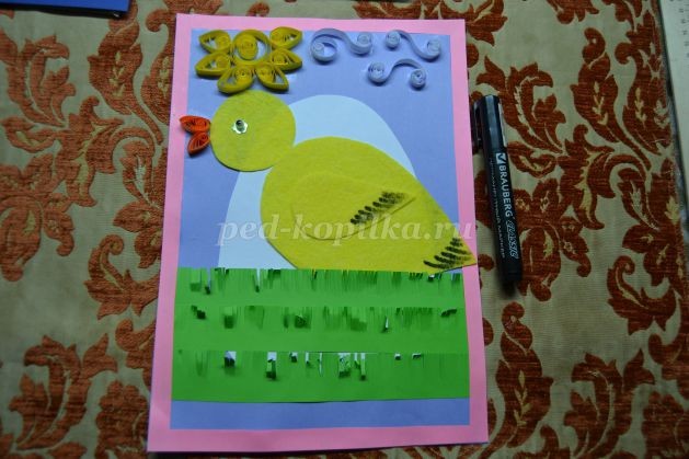 ​Открытка с цыпленком: часть 3