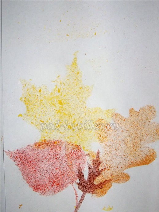Рисование осенних листьев в технике набрызг Рисование осенних листьев в технике набрызг