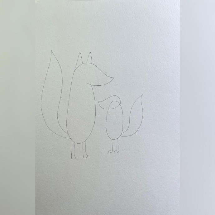 Рисуем лису и лисёнка