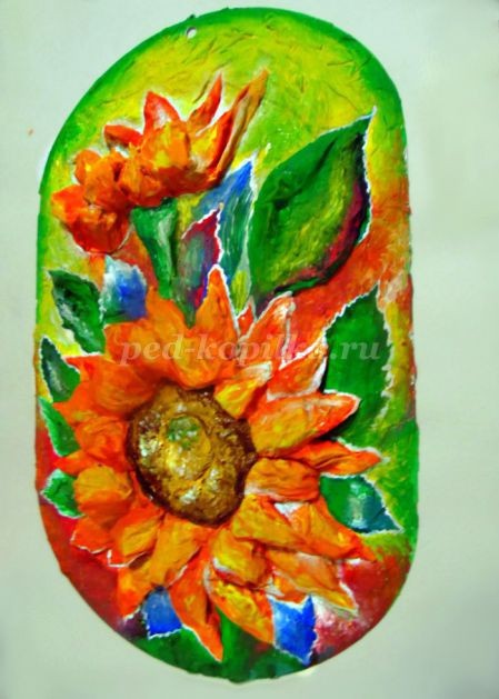 ​Подсолнухи из бумаги: часть 3
