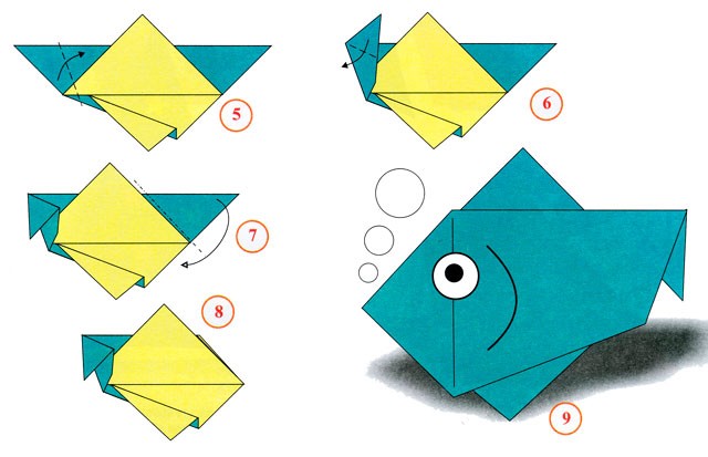 Оригами для детей: луна-рыбки