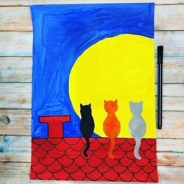 ​Котики и луна