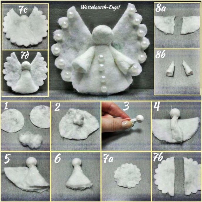 Ангелочек из ватных дисков Ангелочек из ватных дисков