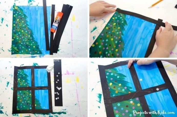 Новогоднее окошко с елочкой