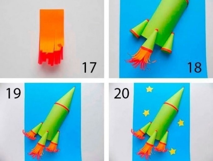 Ракета с пламенем из сопл