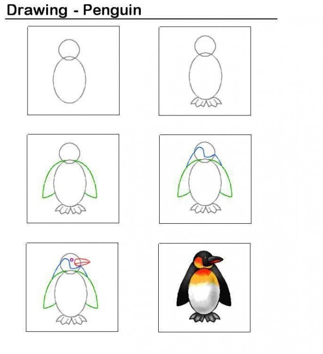 ​Рисуем с детьми пингвина