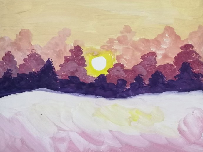 Рисуем зимний пейзаж с березами Рисуем зимний пейзаж с березами